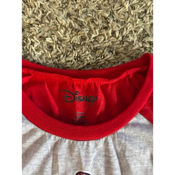 Disney‎ Women's Mickey Mouse Red Gray Long Sleeve Pajama Top Size Medium - Picture 4 of 6